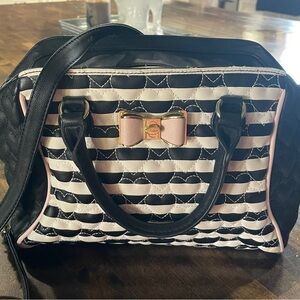 Betsey Johnson Black and Pink Heart Satchel